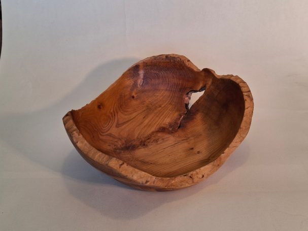 Natural-edge yew bowl