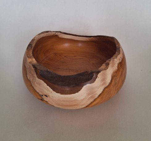 Natural-edge yew bowl